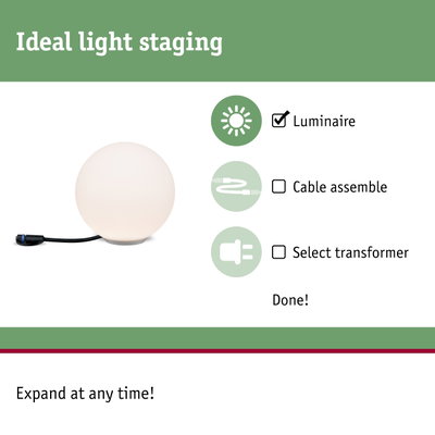 Round white luminaire with cable for indoor lighting and light staging