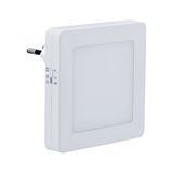 White LED night light with switch for brightness levels, plug-in lamp for soft illumination