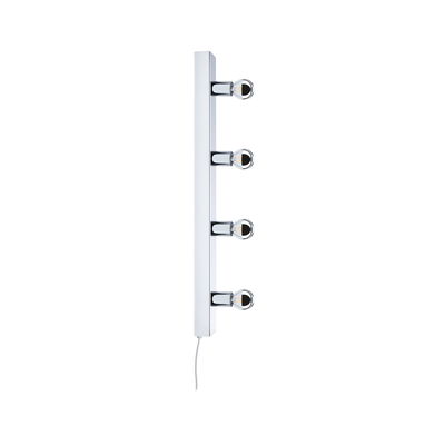 White wall lamp with four clear bulbs and cable, modern indoor lighting fixture