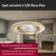 Spot encastré LED Nova Plus beige avec raccordement direct 230 V et profondeur d'encastrement 60 mm