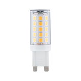 Kleine G9 LED-lamp met transparante kunststof behuizing en warmwitte LED's voor energiezuinige verlichting