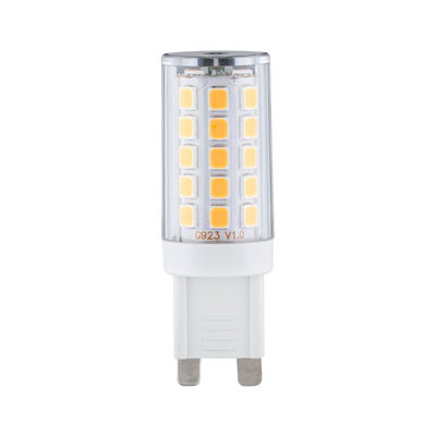 Kleine G9 LED-lamp met transparante kunststof behuizing en warmwitte LED's voor energiezuinige verlichting