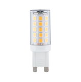 Kleine G9 LED-Lampe mit transparentem Kunststoffgehäuse und warmweißen LEDs für energiesparende Beleuchtung