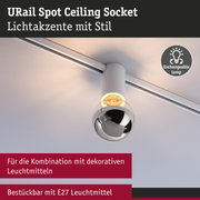 URail Spot Deckenfassung in Weiß mit Chromkugel, E27 Fassung für dekorative Leuchtmittel