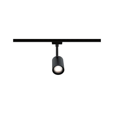 Black metal LED spotlight on track system for flexible indoor lighting solutions