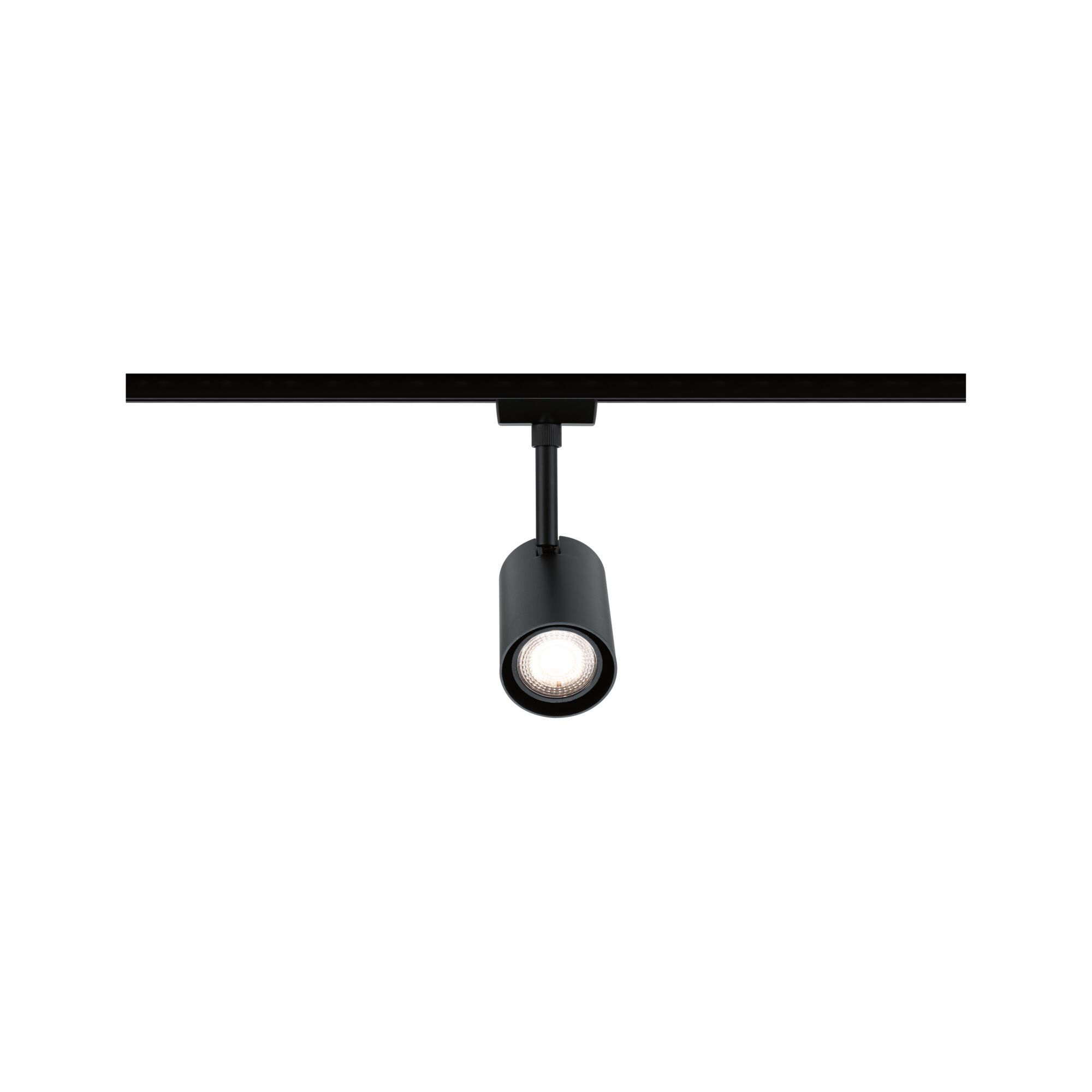 Black metal LED spotlight on track system for flexible indoor lighting solutions