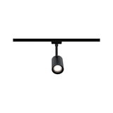 Black metal LED spotlight on track system for flexible indoor lighting solutions