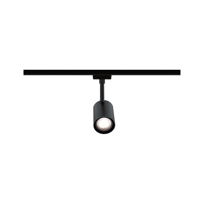 Black metal LED spotlight on track system for flexible indoor lighting solutions