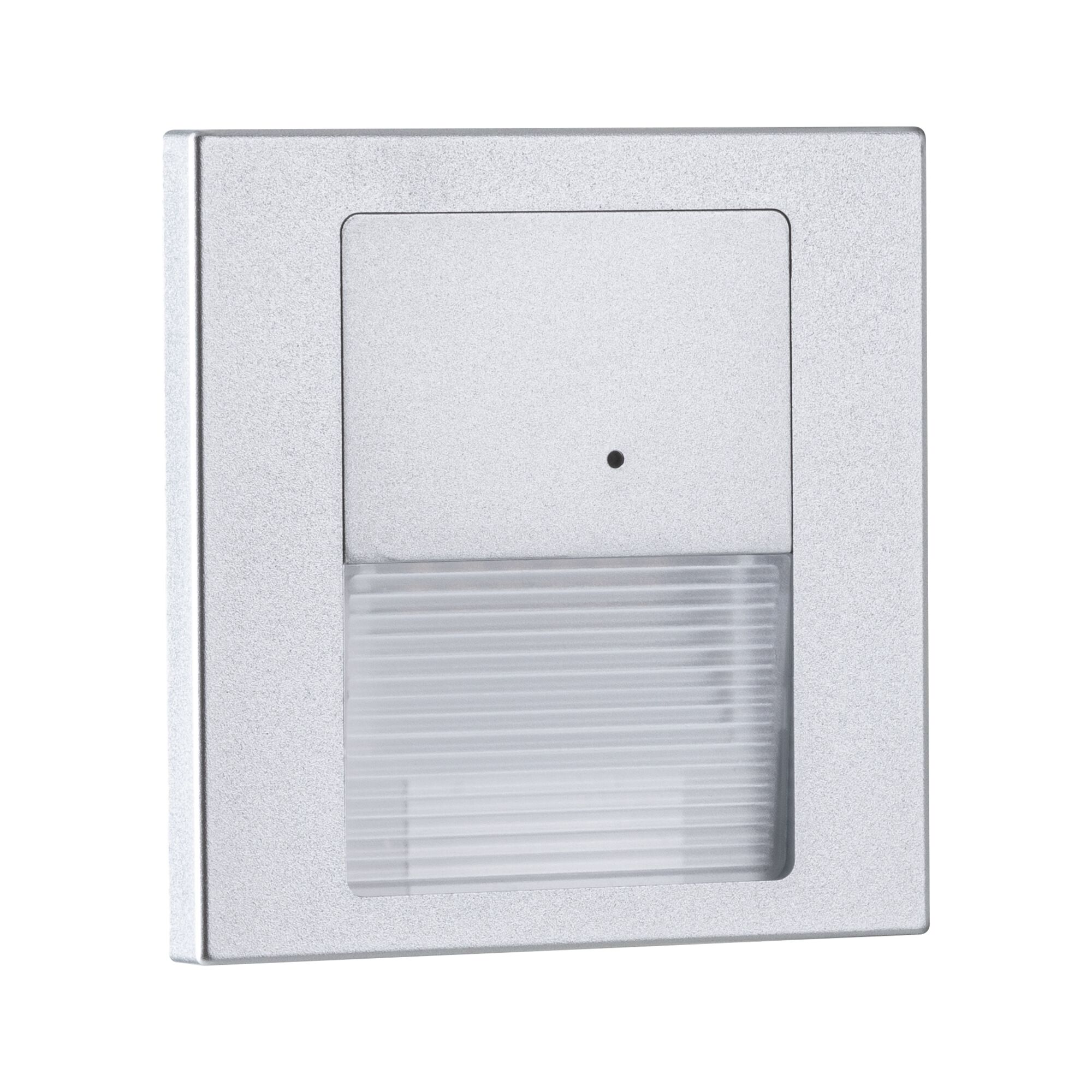 Vierkante LED-wandinbouwlamp van zilverkleurig aluminium met diffuser voor indirect licht