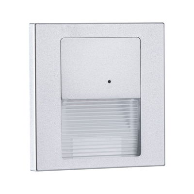 Vierkante LED-wandinbouwlamp van zilverkleurig aluminium met diffuser voor indirect licht