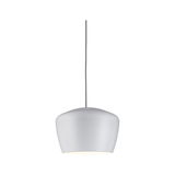 Modern white metal pendant lamp with grey cable for stylish room lighting