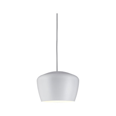 Modern white metal pendant lamp with grey cable for stylish room lighting