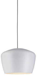 Modern white metal pendant lamp with fabric cord for stylish home lighting