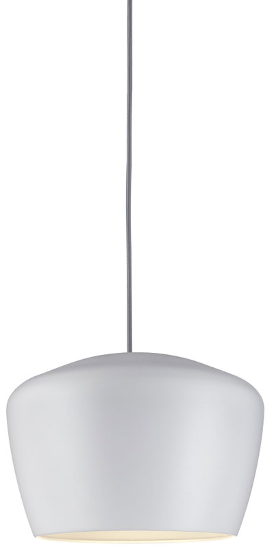 Modern white metal pendant lamp with fabric cord for stylish home lighting