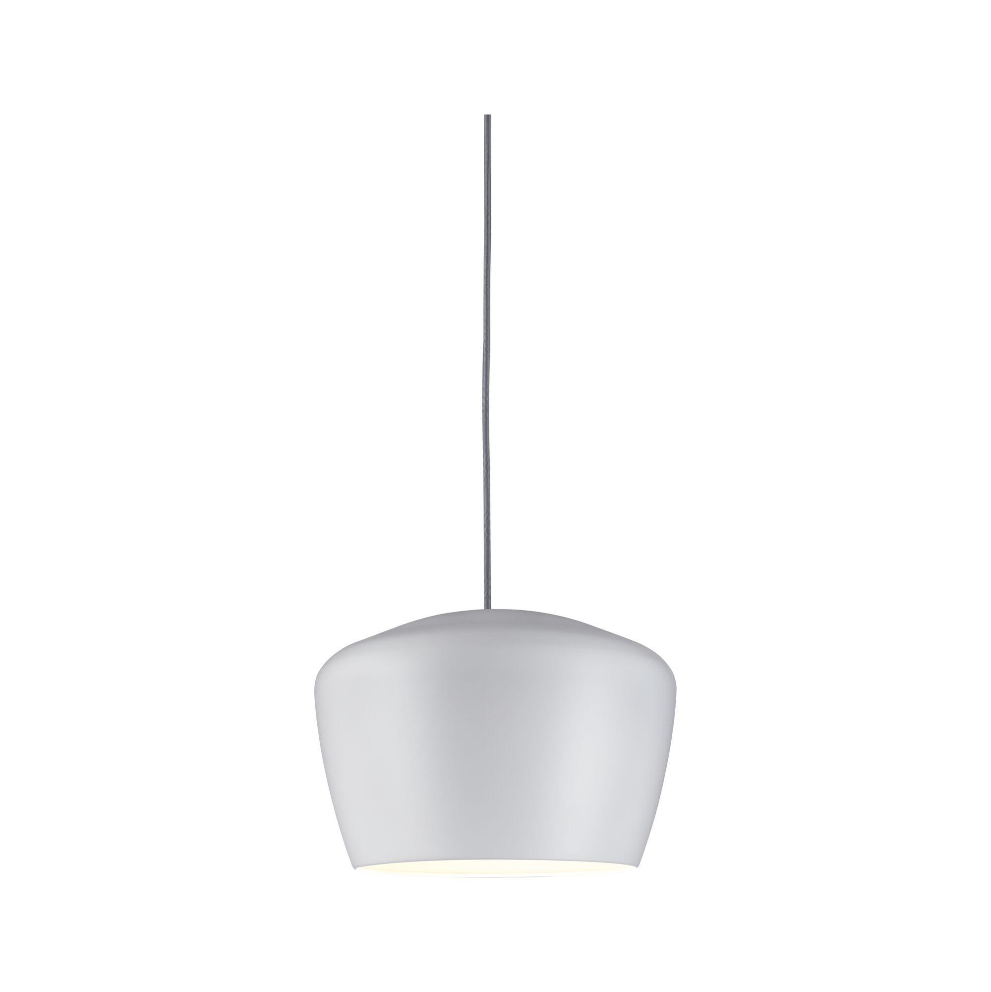 Modern white metal pendant lamp with warm white light for stylish room illumination