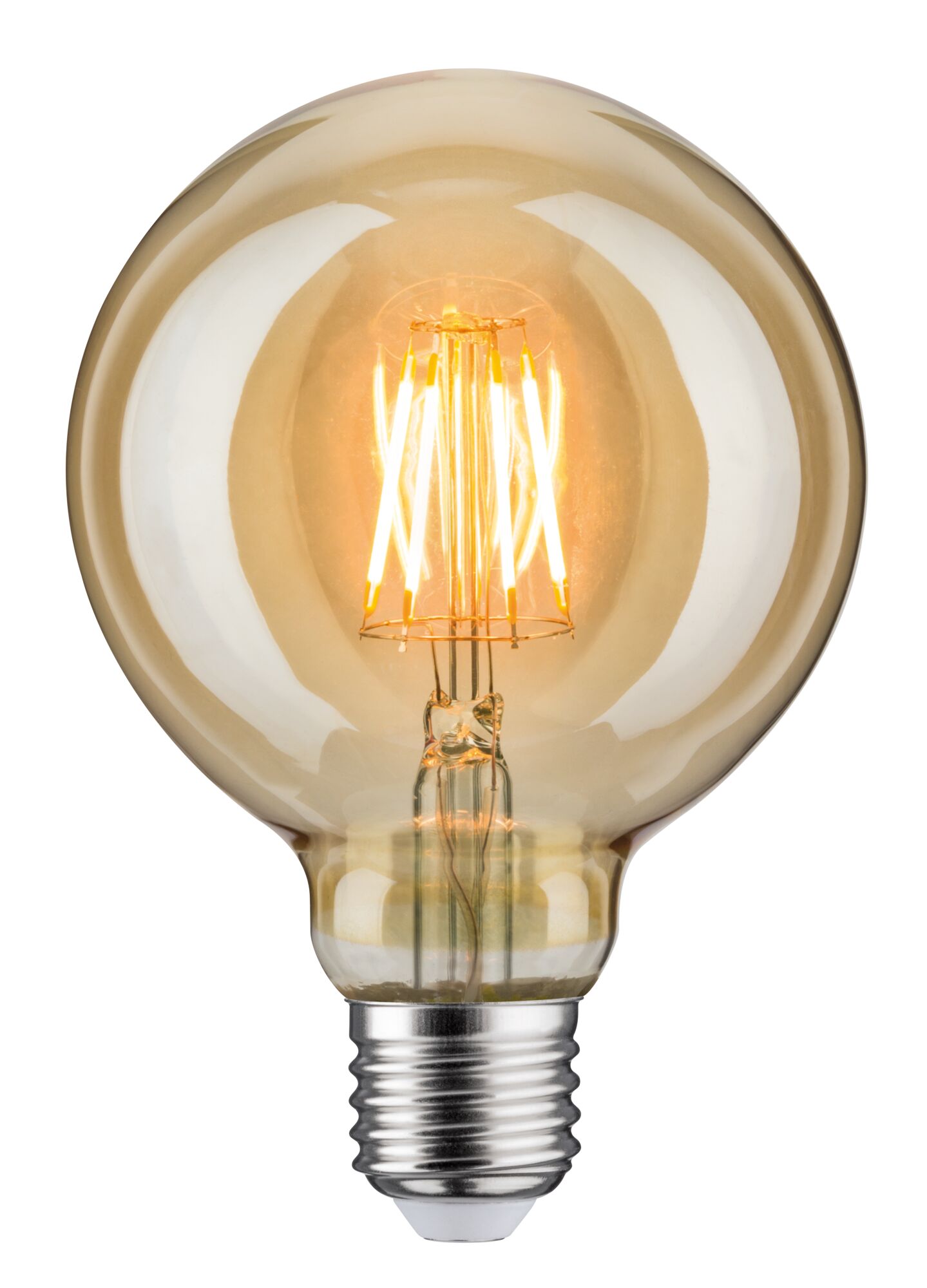 1879 Filament 230V LED Globe G95 E27 400lm 6,5W 1700K Gold Runde LED-Glühbirne mit bernsteinfarbenem Glas und sichtbaren Filamenten für dekorative Beleuchtung