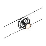 Black LED ceiling light with adjustable spotlight and metal rings for modern interior lighting