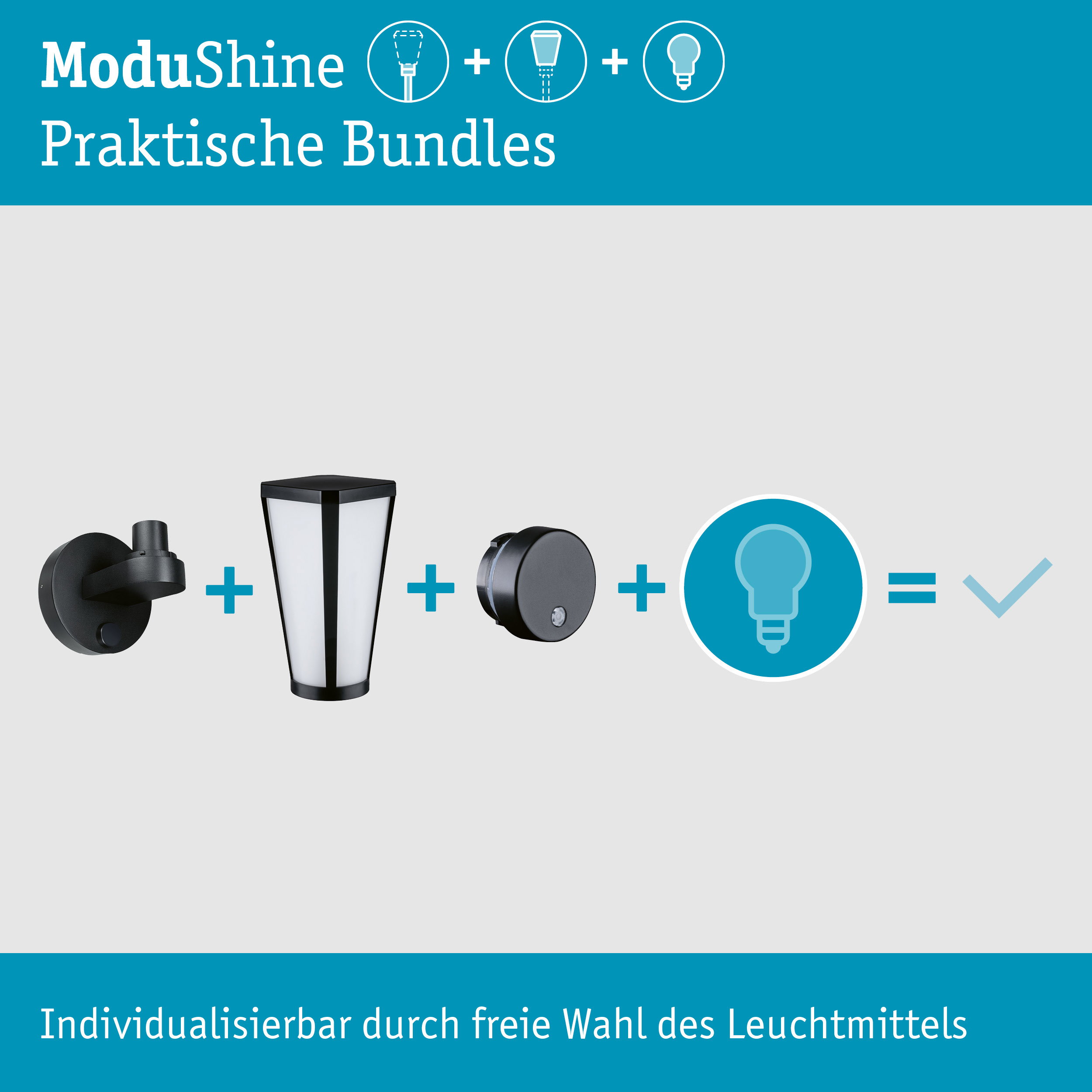 Set ModuShine Wandhalter Mavira mit Sensor Anthrazit