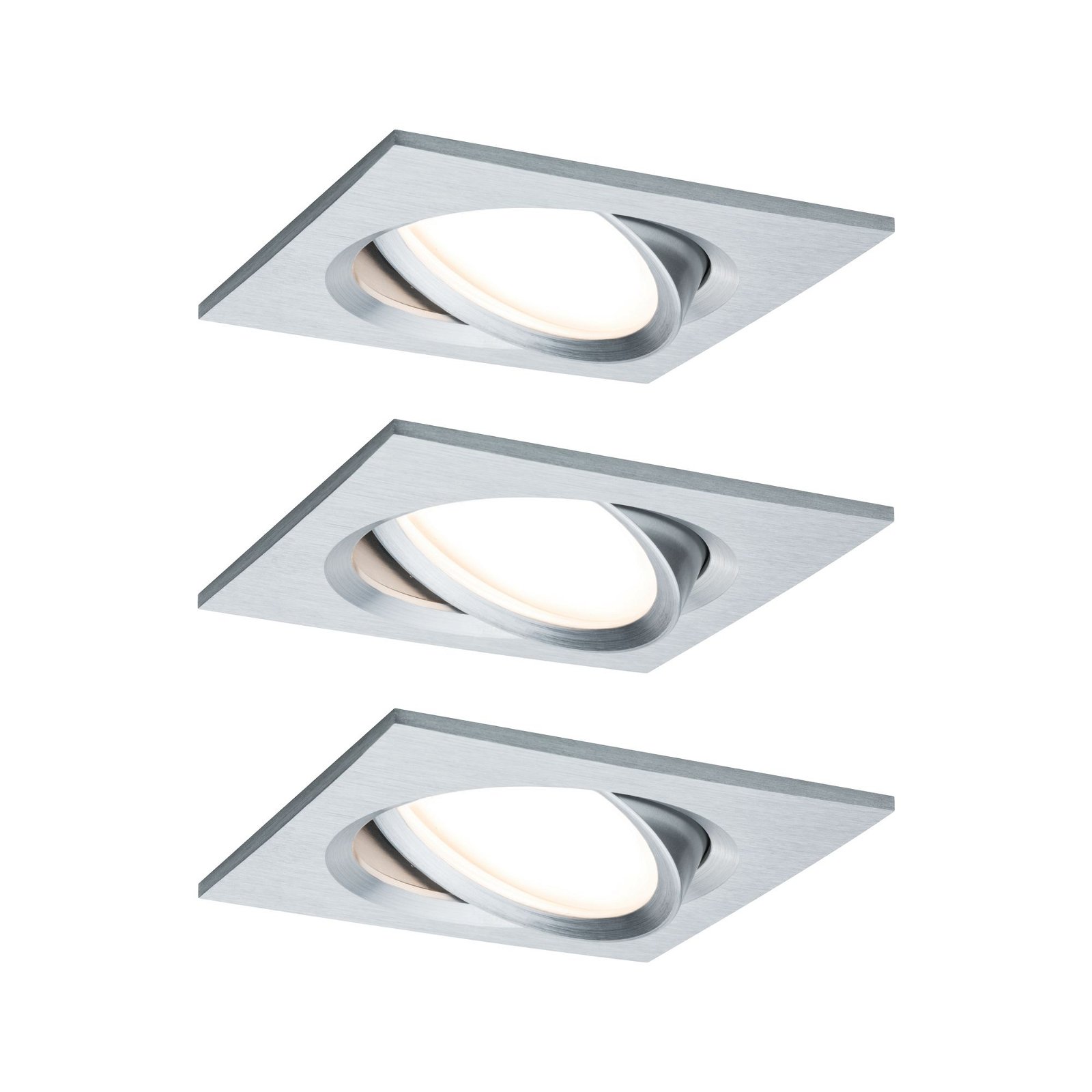 LED Recessed luminaire Nova Plus Coin Basic Set Swivelling square 84x84mm 50° Coin 3x6W 3x470lm 230V dimmable 2700K Turned aluminium