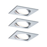 Spot encastré carré en aluminium brossé argenté avec lumière LED blanc chaud pour intérieur moderne