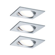 Quadratischer Einbaustrahler aus gebürstetem Aluminium in Silber mit LED-Lichtquelle