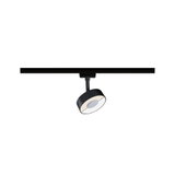Black metal LED spotlight on track system for flexible home lighting solutions