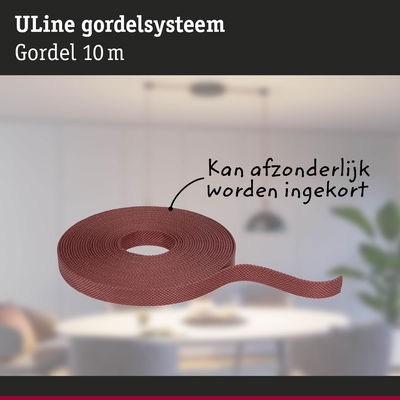 Bruin ULine gordelsysteem van 10 m, gemaakt van duurzaam materiaal, kan apart worden ingekort