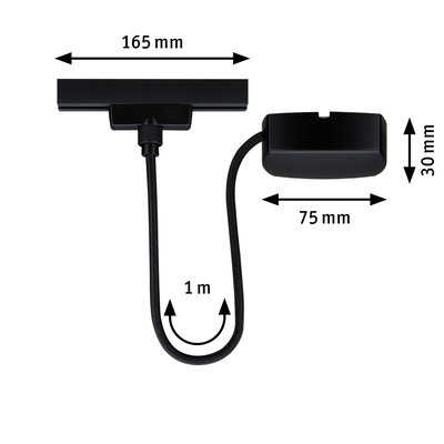 Zwarte LED-licht 165 mm breed met 1 m kabel voor flexibele verlichtingsoplossingen