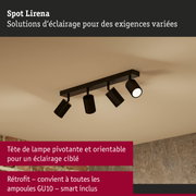 Spot de plafond noir Lirena avec quatre têtes orientables pour un éclairage ciblé intérieur