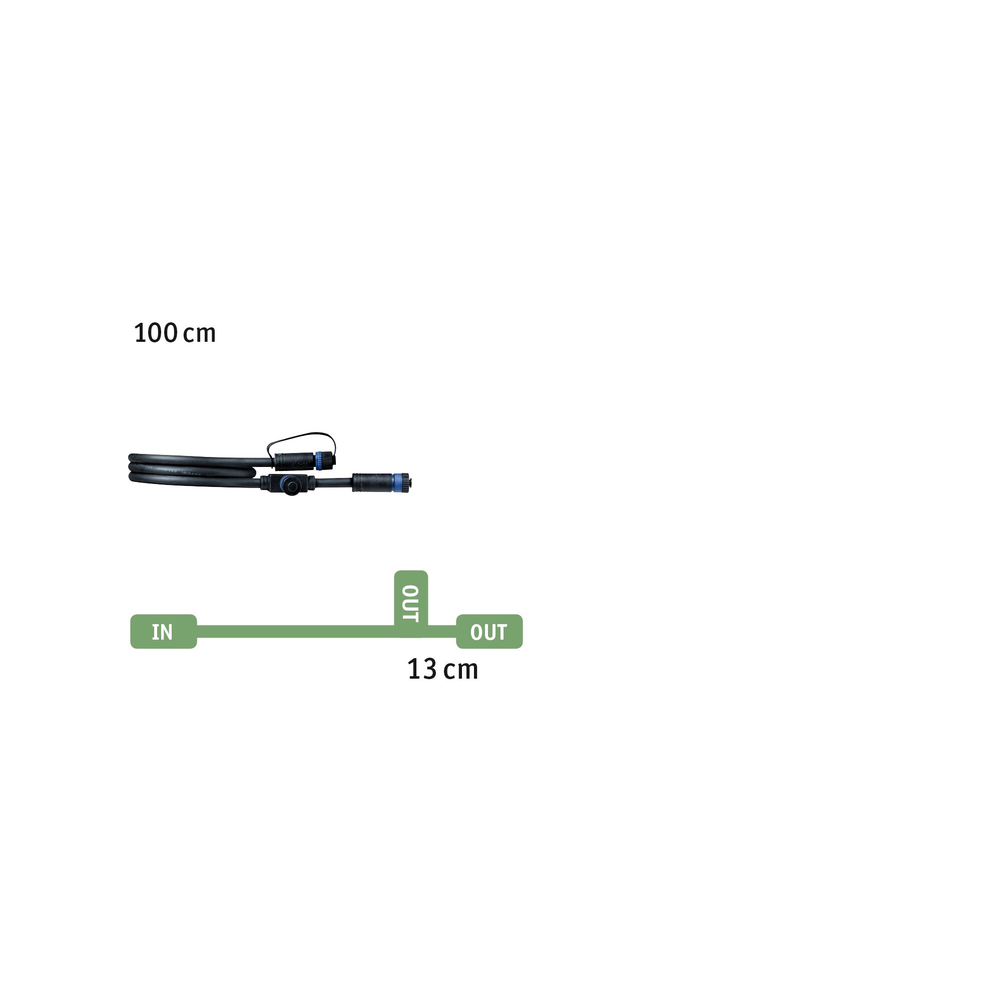 Câble de connexion noir de 100 cm avec connecteurs pour systèmes d'éclairage LED.