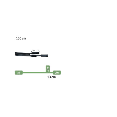 Black connector cable with plugs and branch, 100 cm long, for LED lighting systems