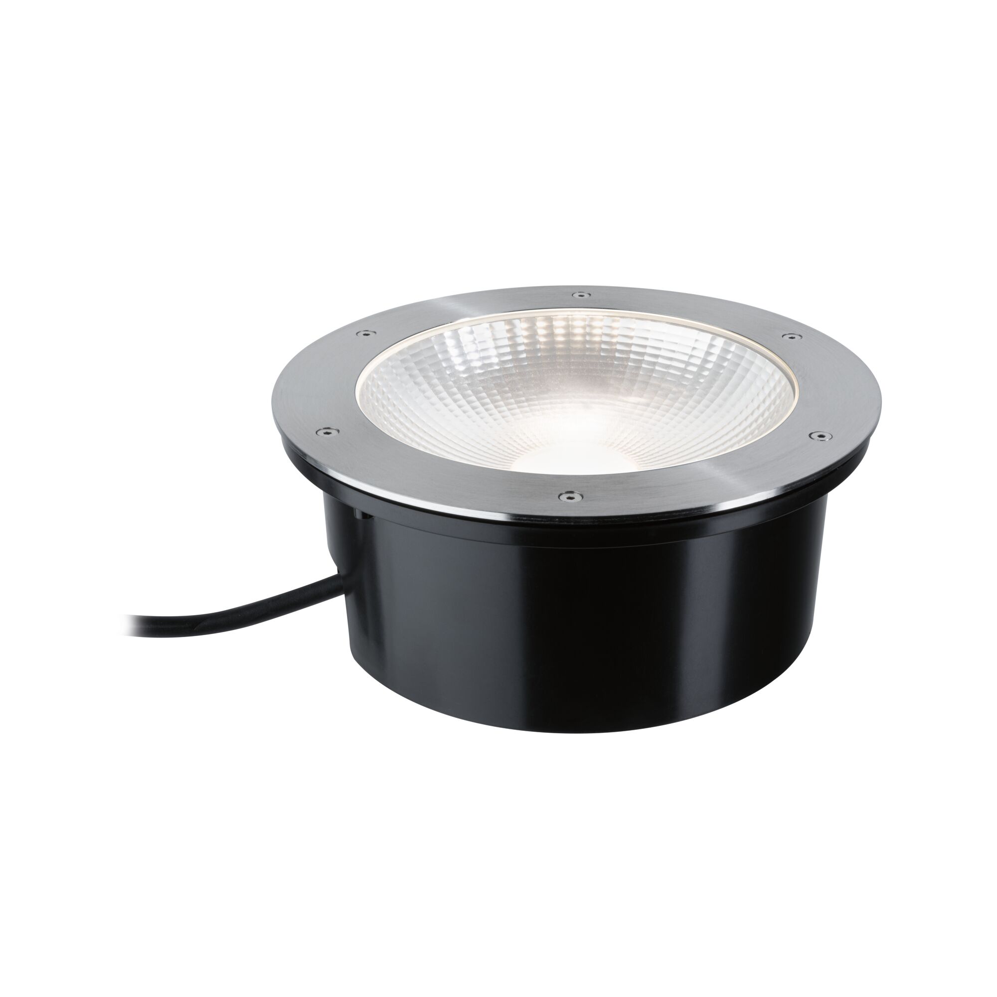 LED-grondinbouwlamp Durea IP67 rond 273mm 3000K 15W 1040lm 230V 80° Edelstaal Metaal Ronde inbouw LED-spot van roestvrij staal met zwarte behuizing voor moderne binnenverlichting