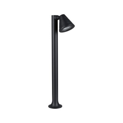 Black metal outdoor light with adjustable spotlight head for garden lighting