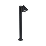 Black metal outdoor light with adjustable spotlight head for garden lighting