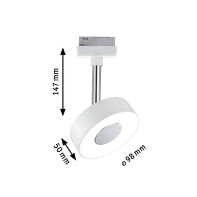 Weißer LED-Deckenspot aus Metall mit 98 mm Durchmesser und 147 mm Höhe für moderne Beleuchtung