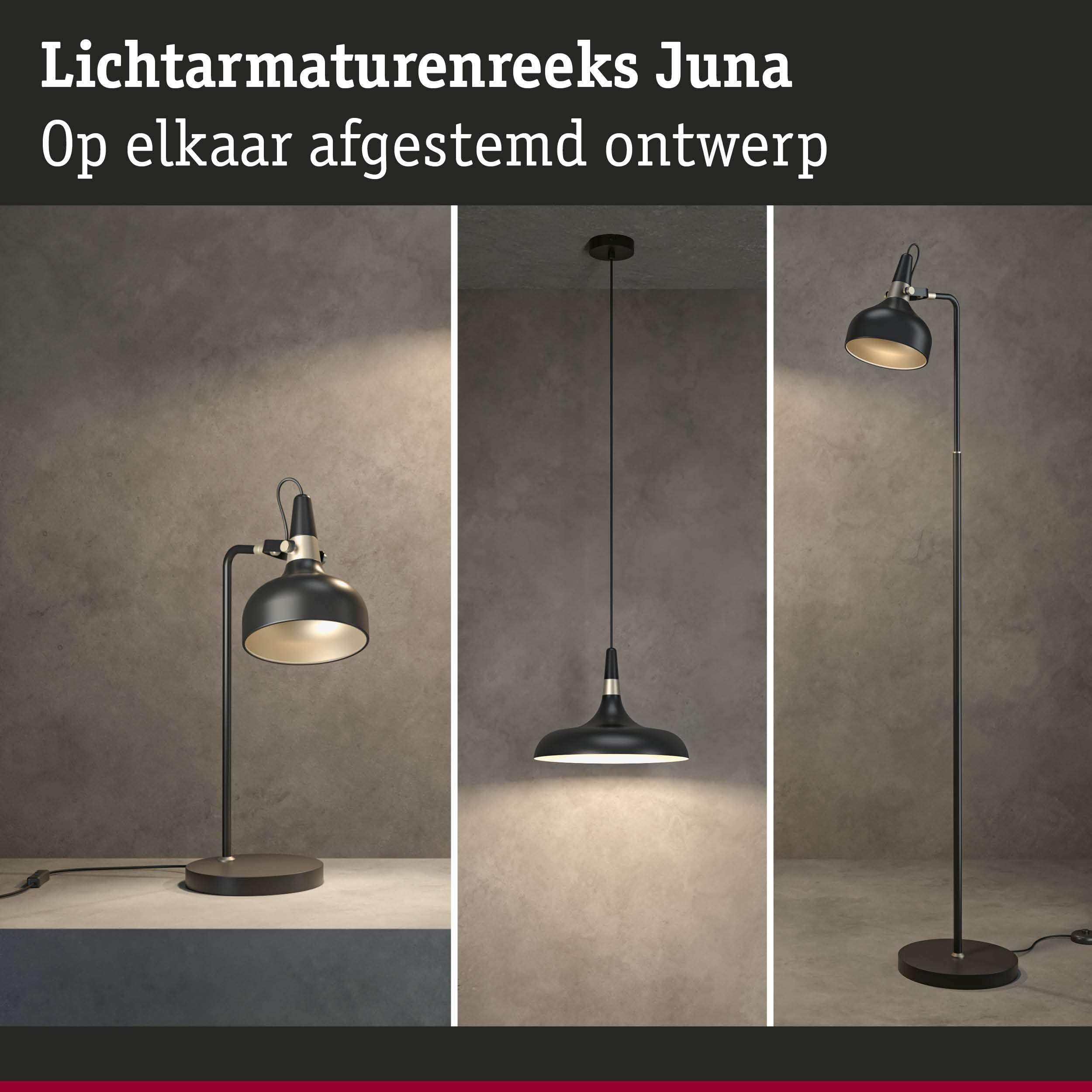 Zwarte Juna metalen lichtarmaturen met afgestemd ontwerp voor moderne binnenverlichting