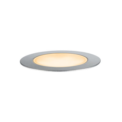 Rundes LED-Einbaupanel aus gebürstetem Aluminium mit warmweißem Licht für moderne Raumbeleuchtung