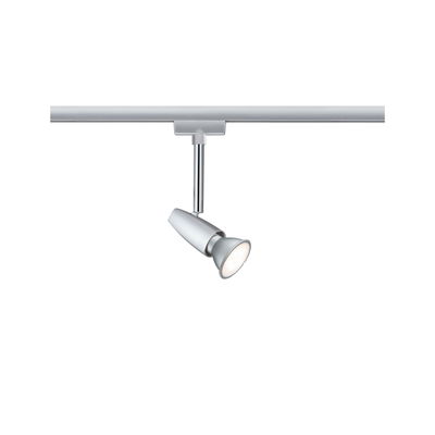 Spot LED en métal argenté sur rail pour un éclairage intérieur flexible