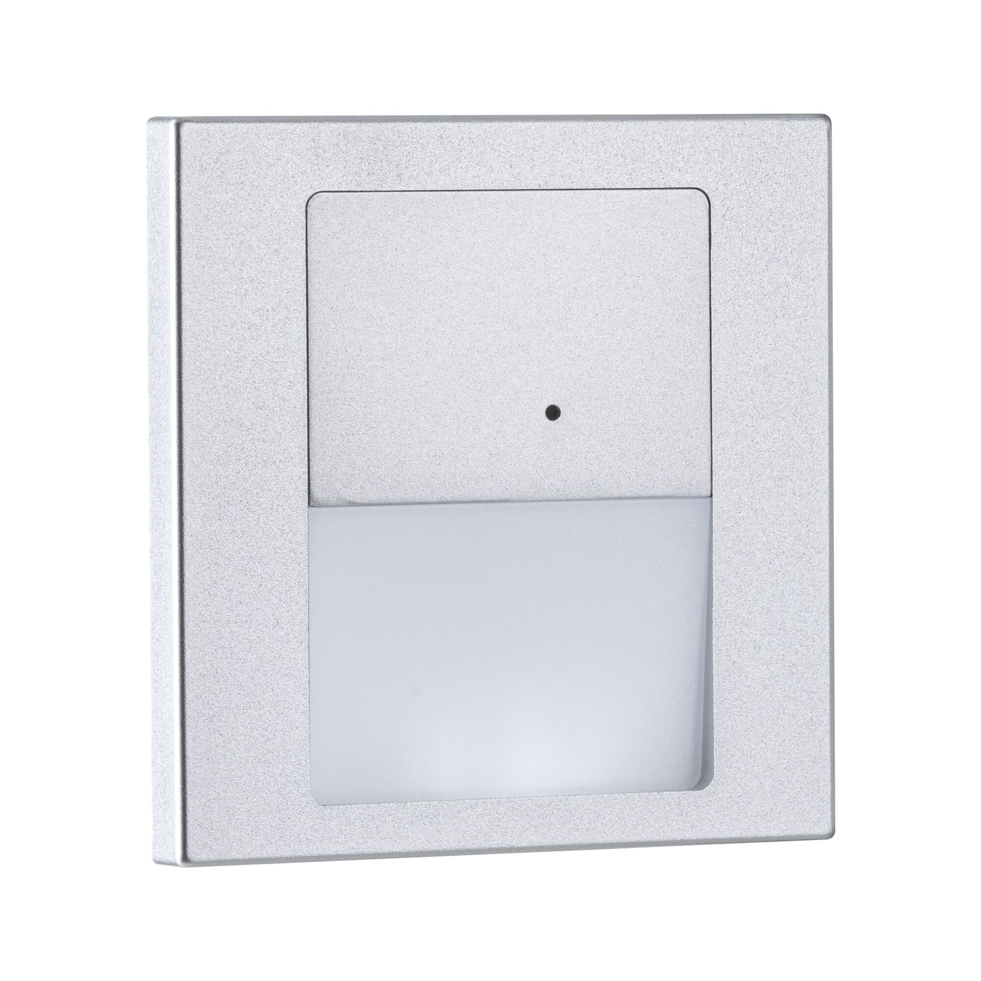 Vierkante LED-wandinbouwlamp van zilverkleurig aluminium met diffuser voor indirect licht