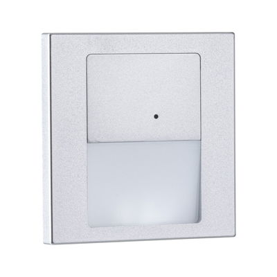 Vierkante LED-wandinbouwlamp van zilverkleurig aluminium met diffuser voor indirect licht