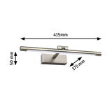 Matte brushed aluminum wall light in silver with LED and dimensions 415x50x175 mm