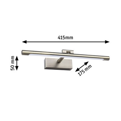 Matte brushed aluminum wall light in silver with LED and dimensions 415x50x175 mm