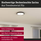 Flache Deckenleuchte Zarina aus hellem und dunklem Filz mit hoher Lichtleistung und elegantem Design