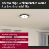 Flache Deckenleuchte Zarina aus hellem und dunklem Filz mit hoher Lichtleistung und elegantem Design