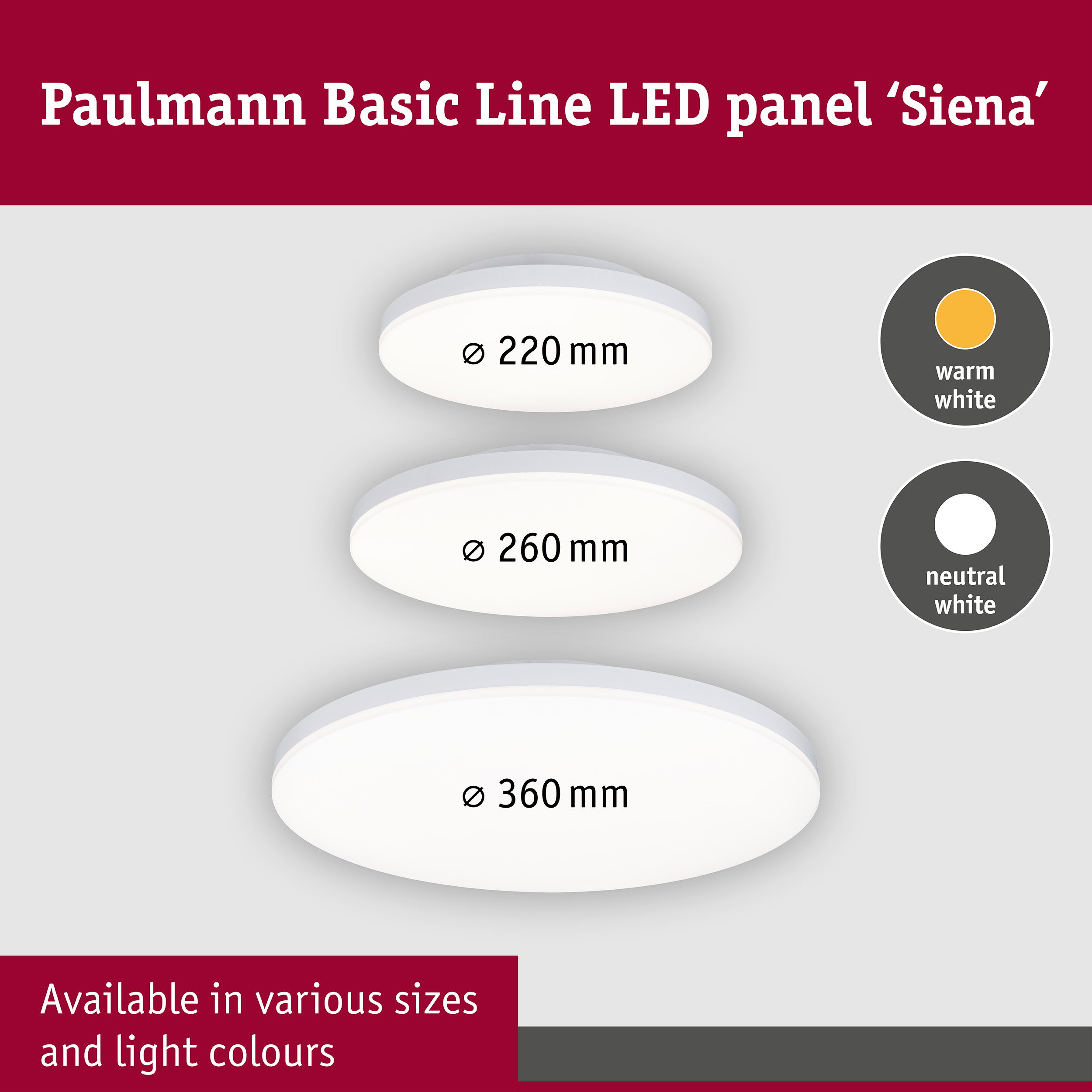 LED Ceiling light Siena 4000K 260mm 1600lm 230V 18,8W