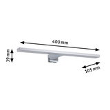 Modern chrome LED wall light 400 mm long and 39 mm high for stylish room lighting