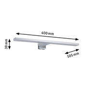 Applique murale LED chromée moderne de 400 mm de large au design épuré pour salle de bain
