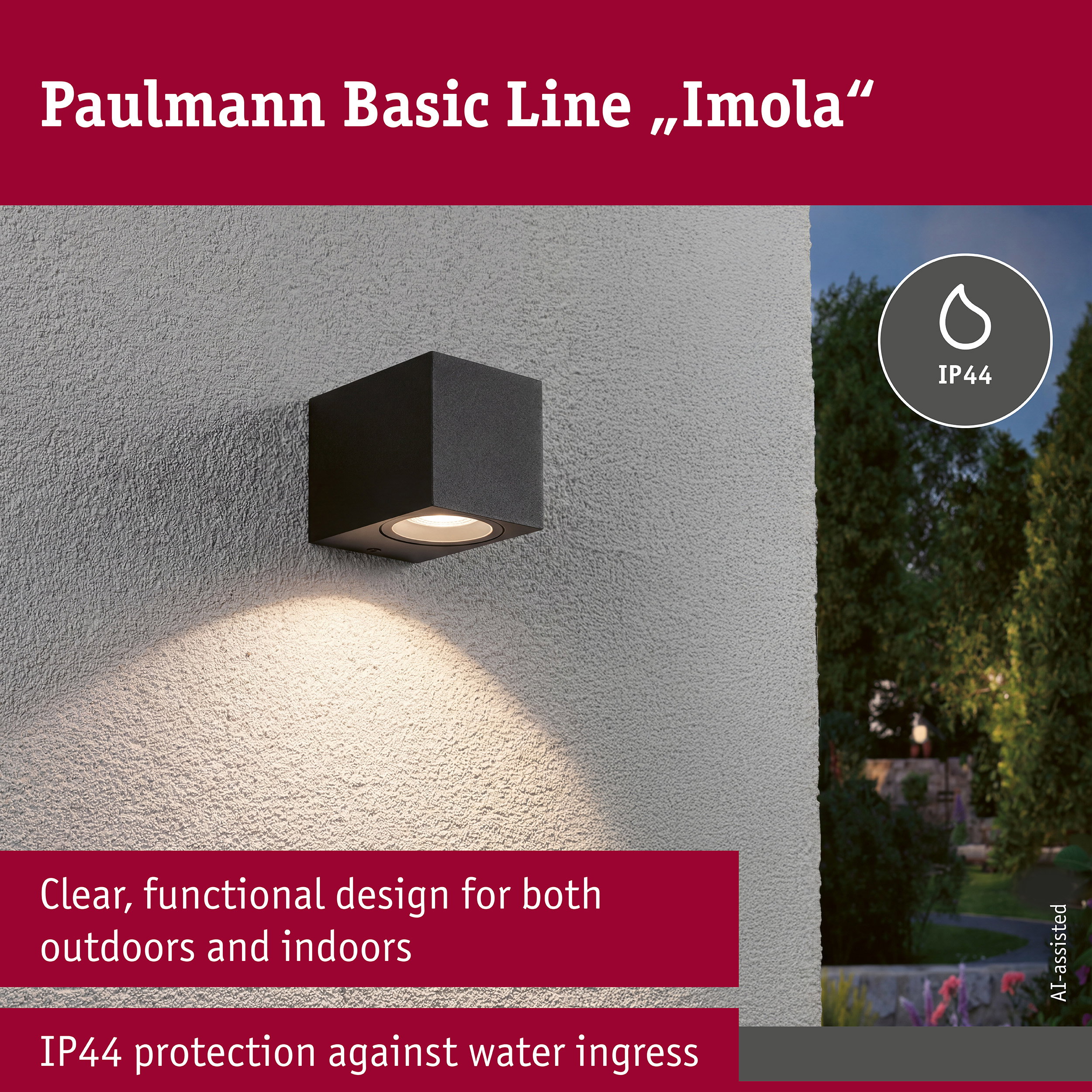 Wall light Imola IP44 GU10 230V max. 10W Black matt