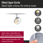 Silver URail Spot Circle with adjustable light colour and three-step dimmable function for rooms