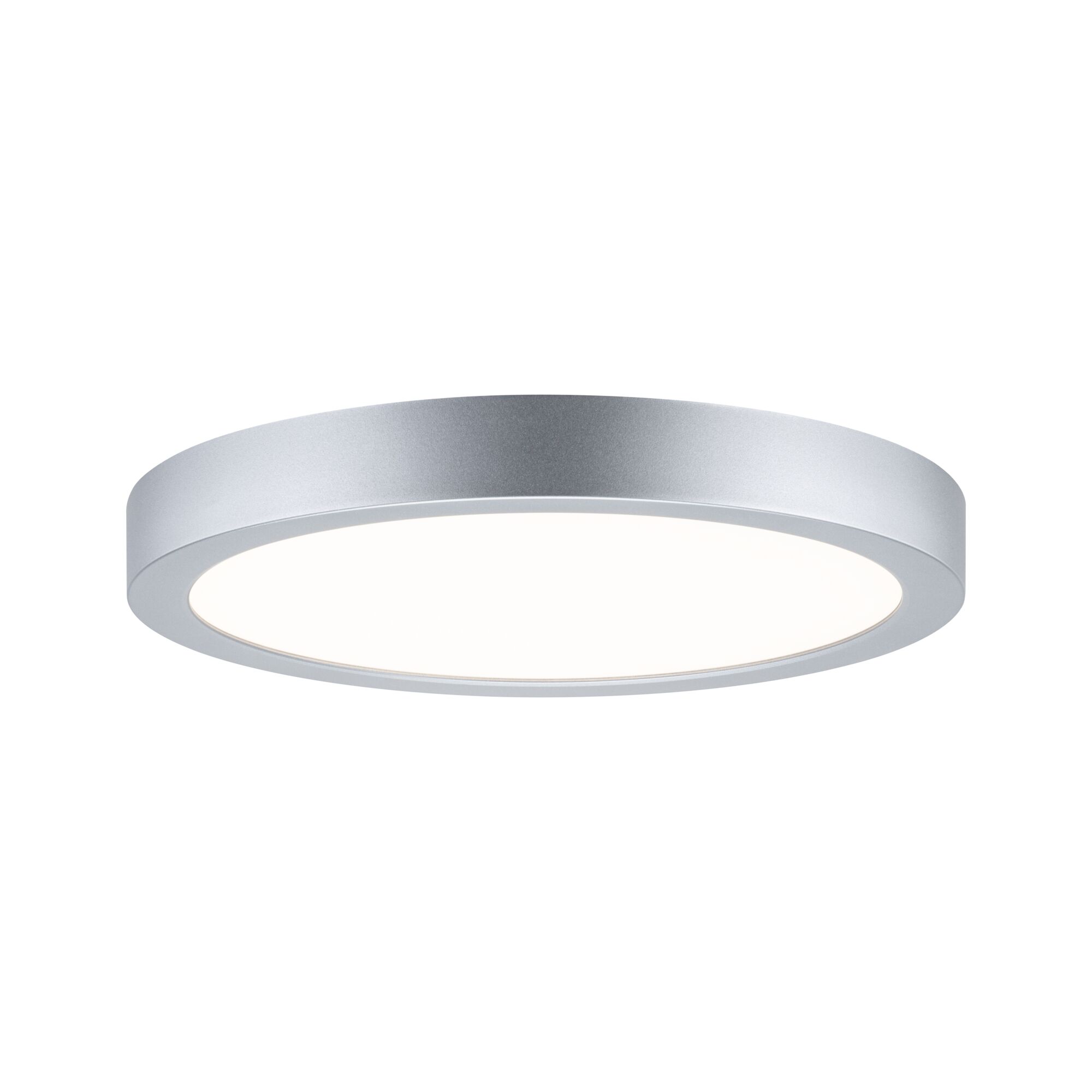 Rundes LED-Deckenlicht aus silbernem Aluminium mit weißem Diffusor für moderne Raumbeleuchtung